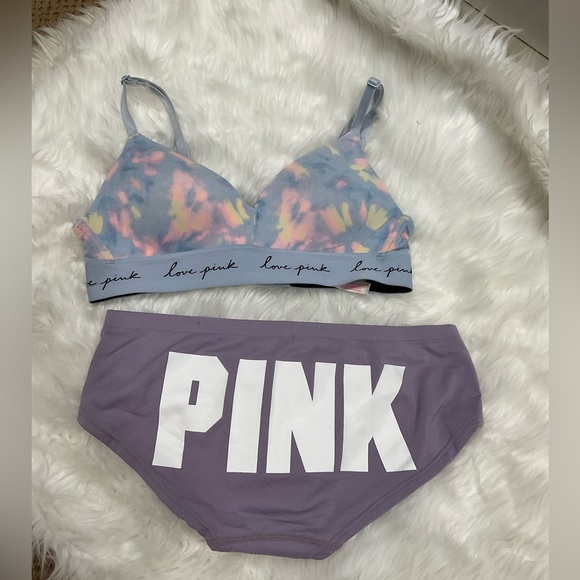 PINK Victoria's Secret Tie-Dye Bralette and Purple Panty Set - Picture 1 of 10